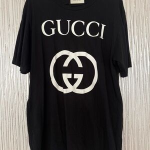 Gucci Authentic Black Logo Short Sleeve T-Shirt